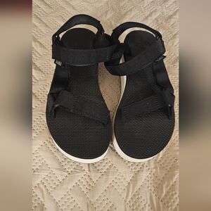 Teva Black and White Sport Flatform Sandals with Adjustable Straps